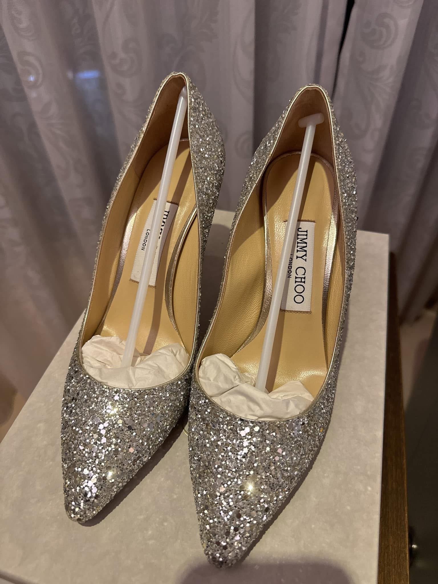 JIMMY CHOO ROMY跟高8.5cm 銀色 高跟鞋 37號 9.9成新-新娘二手轉讓