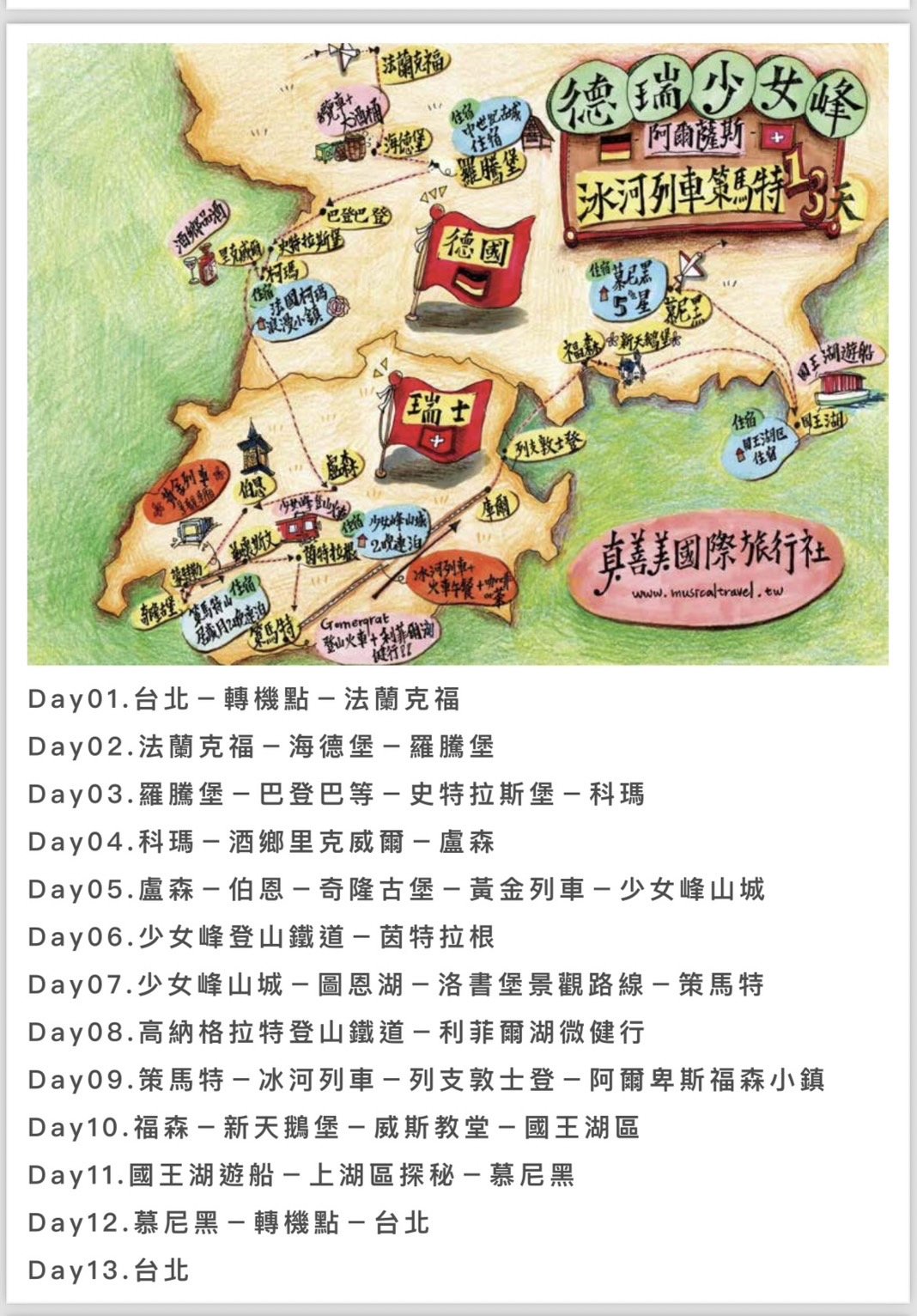 蜜月揪團!!!真善美德瑞13天-夏季版-結婚經驗分享